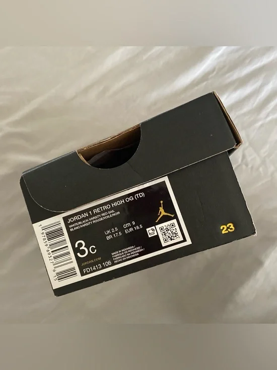 JORDAN 1 RETRO HIGH OG (TD) “BLACK TOE” REIMAGINED Baby Shoes 3C - Picture 7 of 8